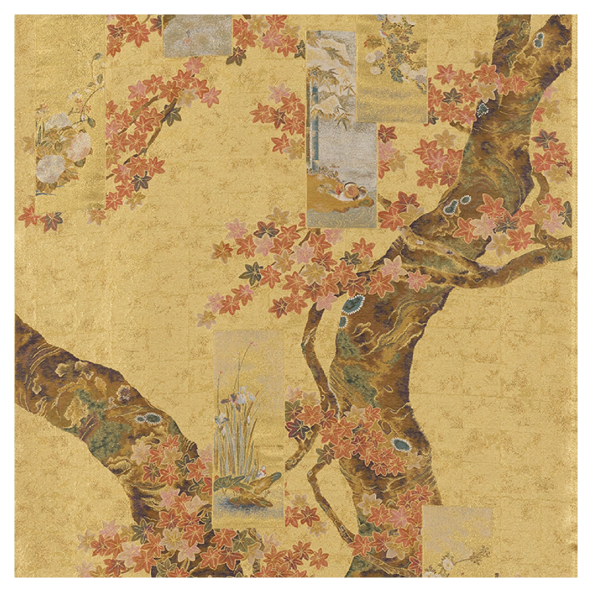 Cherry blossoms and maple trees with twelve months cards / Sakai Hoitsu